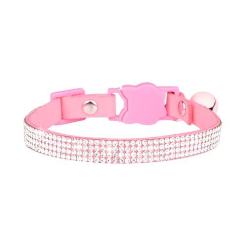 Katzenhalsband mit Strasssteinen, Wildleder, Haustierhalsband, verstellbar, Katzenhalsband, niedlich, glitzernd, Sicherheitsschnalle, Haustierhalsband mit Glöckchen, für Welpen, kleine Haustiere, Rosa Katzenhalsband mit Strasssteinen, Wildleder, Haustierhalsband, verstellbar, Katzenhalsband, niedlich, glitzernd, Sicherheitsschnalle, Haustierhalsband mit Glöckchen, für Welpen, kleine Haustiere, Rosa von FSSTUD