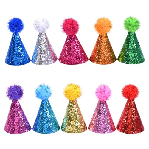Mini-Geburtstagsparty-Hüte für kleine Welpen, Pailletten, Katze, Hund, Bommel, Stirnband, buntes Glitzer, Haustierhut, Kostüm-Zubehör, Foto-Requisiten mit verstellbaren Riemen für Weihnachten, Urlaub Mini-Geburtstagsparty-Hüte für kleine Welpen, Pailletten, Katze, Hund, Bommel, Stirnband, buntes Glitzer, Haustierhut, Kostüm-Zubehör, Foto-Requisiten mit verstellbaren Riemen für Weihnachten, Urlaub von FSSTUD