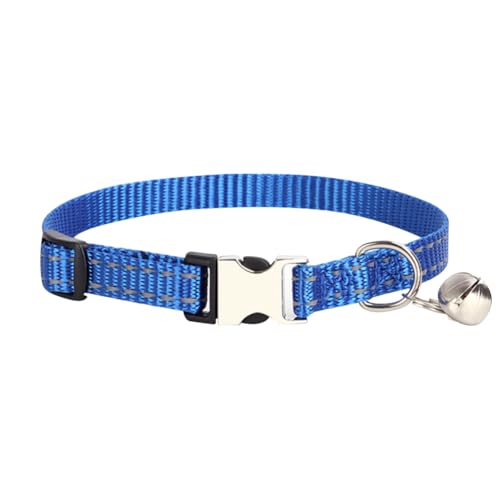 Reflektierendes Nylon-Halsband für kleine Hunde, Glöckchen, Metall-Sicherheitsschnalle, Katzenhalsband, einfarbig, atmungsaktiv, weich, verstellbar, Welpenhalsband für kleine Haustiere, Blau Reflektierendes Nylon-Halsband für kleine Hunde, Glöckchen, Metall-Sicherheitsschnalle, Katzenhalsband, einfarbig, atmungsaktiv, weich, verstellbar, Welpenhalsband für kleine Haustiere, Blau von FSSTUD