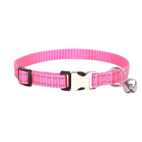 Reflektierendes Nylon-Halsband für kleine Hunde, Glöckchen, Metall-Sicherheitsschnalle, Katzenhalsband, einfarbig, atmungsaktiv, weich, verstellbar, Welpenhalsband für kleine Haustiere, Rosa Reflektierendes Nylon-Halsband für kleine Hunde, Glöckchen, Metall-Sicherheitsschnalle, Katzenhalsband, einfarbig, atmungsaktiv, weich, verstellbar, Welpenhalsband für kleine Haustiere, Rosa von FSSTUD