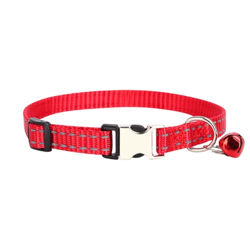 Reflektierendes Nylon-Halsband für kleine Hunde, Glöckchen, Metall-Sicherheitsschnalle, Katzenhalsband, einfarbig, atmungsaktiv, weich, verstellbar, Welpenhalsband für kleine Haustiere, Rot Reflektierendes Nylon-Halsband für kleine Hunde, Glöckchen, Metall-Sicherheitsschnalle, Katzenhalsband, einfarbig, atmungsaktiv, weich, verstellbar, Welpenhalsband für kleine Haustiere, Rot von FSSTUD