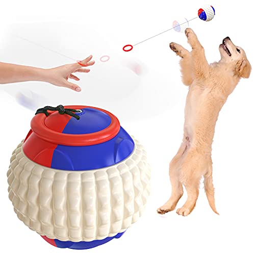 FTRONGRT Hundespielzeug, Ring Teleskop-Kordelzugball, Jo-Jo-Haustierball, Interaktives Haustierspielzeug, Molaren und Saubere Zähne.Blau von FTRONGRT