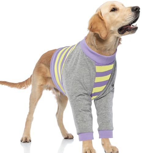 FUAMEY Erholungsshirt für Hunde, mit Ellbogenschutz, verhindert Lecken von Gelenken, Operationsanzug für mittelgroße und große Hunde, Violette Streifen, Größe XL FUAMEY Erholungsshirt für Hunde, mit Ellbogenschutz, verhindert Lecken von Gelenken, Operationsanzug für mittelgroße und große Hunde, Violette Streifen, Größe XL von FUAMEY