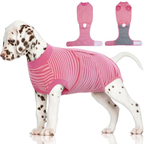 FUAMEY Genesungsanzug für Hunde nach Operationen, weicher, atmungsaktiver Hunde-Body mit E-Halsband und Kegel, alternativer chirurgischer Anzug, für männliche und weibliche Hunde, gegen Lecken von von FUAMEY