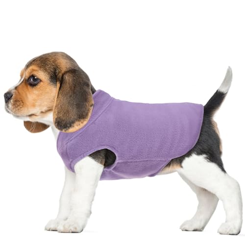 FUAMEY Hunde-Fleece-Weste, warmes Sweatshirt, Welpen, dehnbarer Pullover, Hunde-Rollkragenmantel, Hunde-Winterjacke mit Leinenloch, Dackel-Pullover, Yorkie-Kleidung für kleine, mittelgroße und große von FUAMEY