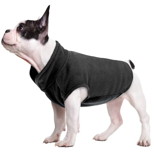 FUAMEY Hunde-Fleece-Weste, warmes Sweatshirt, Welpen, dehnbarer Pullover, Hunde-Rollkragenmantel, Winterjacke mit Leinenloch, Hunde-Dackel-Pullover, Yorkie-Kleidung für kleine, schwarz, Größe S von FUAMEY