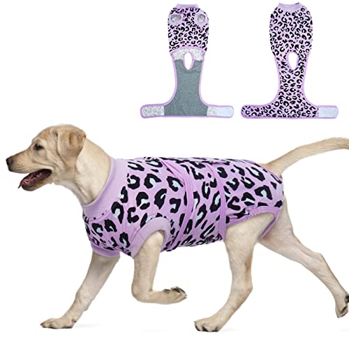 FUAMEY Hunde-Genesungsanzug, Haustier-Körperanzug nach Operationen, Lepard bedruckter Spaßanzug für Hündinnen, männliche Hunde, Alternative zu Kegel-E-Halsband, Haustier-Bauch-Shirt von FUAMEY