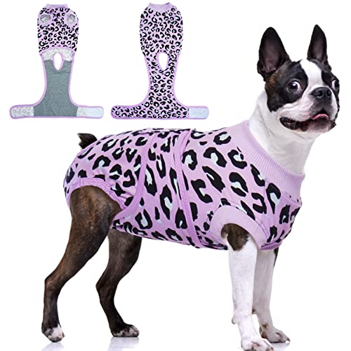 FUAMEY Hunde-Genesungsanzug, Haustier-Körperanzug nach Operationen, Lepard bedruckter Spaßanzug für Hündinnen, männliche Hunde, Alternative zu Kegel-E-Halsband, Haustier-Bauch-Shirt von FUAMEY