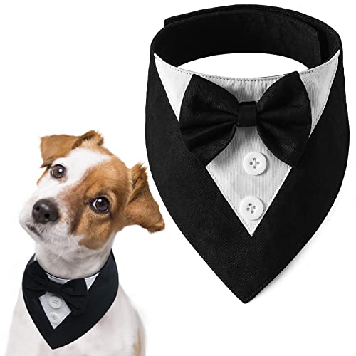 FUAMEY Hunde-Smoking, formelles Hundehalsband mit Fliege, Hunde-Geburtstagskostüm, verstellbar, Haustier-Party-Tux-Hundekleidung, mittelgroße und große Haustiere, Schwarz-M von FUAMEY