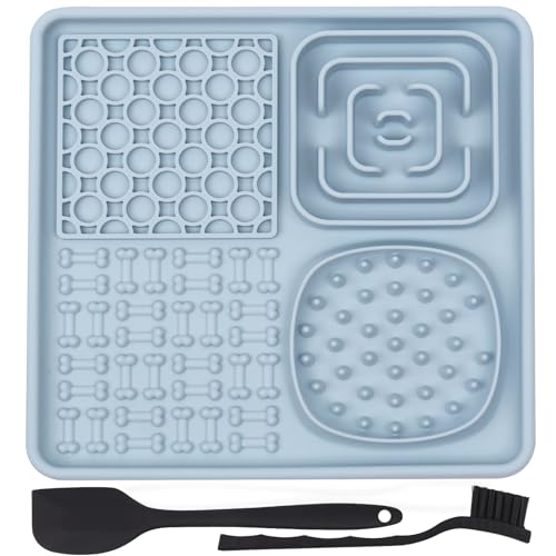 Leckmatte Hund, Schleckmatte Hund mit Silikonspatel und Bürste, Katze Futterunterlage, Slow Feeder Hunde Leckmatte für Hund Baden, Fellpflege & Krallenpflege Schleckmatte Katze, BPA-frei, Blau Leckmatte Hund, Schleckmatte Hund mit Silikonspatel und Bürste, Katze Futterunterlage, Slow Feeder Hunde Leckmatte für Hund Baden, Fellpflege & Krallenpflege Schleckmatte Katze, BPA-frei, Blau von FUBAO-PRO