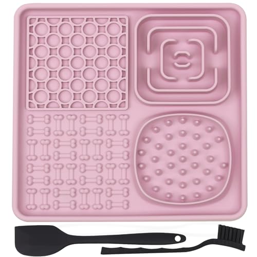 Leckmatte Hund, Schleckmatte Hund mit Silikonspatel und Bürste, Katze Futterunterlage, Slow Feeder Hunde Leckmatte für Hund Baden, Fellpflege & Krallenpflege Schleckmatte Katze, BPA-frei,Rosa Leckmatte Hund, Schleckmatte Hund mit Silikonspatel und Bürste, Katze Futterunterlage, Slow Feeder Hunde Leckmatte für Hund Baden, Fellpflege & Krallenpflege Schleckmatte Katze, BPA-frei,Rosa von FUBAO-PRO
