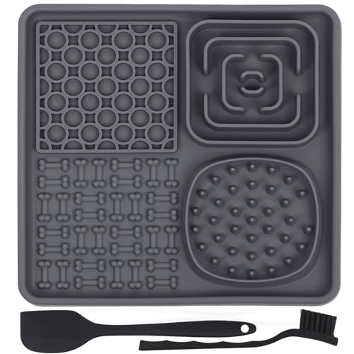 Leckmatte Mit Saugnapf, Schleckmatte Für Hund Und Katze - Silikonspatel, Bürste, Futterunterlage, Slow Feeder, Baden, Fellpflege & Krallenpflege - BPA-frei Leckmatte Mit Saugnapf, Schleckmatte Für Hund Und Katze - Silikonspatel, Bürste, Futterunterlage, Slow Feeder, Baden, Fellpflege & Krallenpflege - BPA-frei von FUBAO-PRO