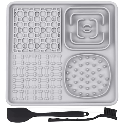 Leckmatte für Hund und Katze Mit Saugnapf, Silikonspatel und Bürste - Futterunterlage, Slow Feeder für Baden, Fellpflege & Krallenpflege - BPA-frei Leckmatte für Hund und Katze Mit Saugnapf, Silikonspatel und Bürste - Futterunterlage, Slow Feeder für Baden, Fellpflege & Krallenpflege - BPA-frei von FUBAO-PRO