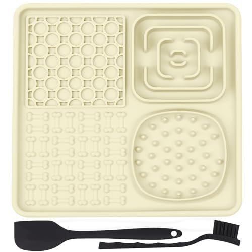 Leckmatte Mit Saugnapf, Schleckmatte Für Hund Und Katze - Silikonspatel, Bürste, Futterunterlage, Slow Feeder, Baden, Fellpflege & Krallenpflege - BPA-frei Leckmatte Mit Saugnapf, Schleckmatte Für Hund Und Katze - Silikonspatel, Bürste, Futterunterlage, Slow Feeder, Baden, Fellpflege & Krallenpflege - BPA-frei von FUBAO-PRO