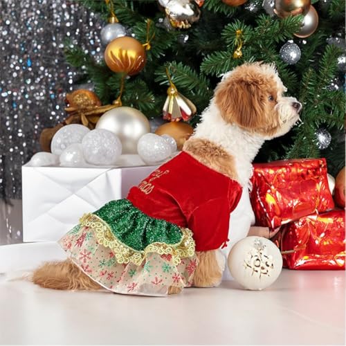 FUBESK Weihnachtskleid für kleine Hunde und Katzen, festliches Haustierkostüm, Outfit aus weichem, leichtem Polyester, bequeme Passform für Weihnachtsfeiern, Cosplay-Veranstaltungen (B) von FUBESK