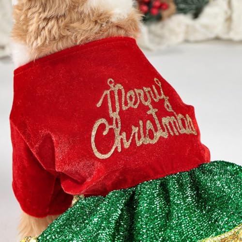 FUBESK Weihnachtskleid für kleine Hunde und Katzen, festliches Haustierkostüm aus weichem, leichtem Polyester, bequeme Passform für Weihnachtsfeiern, Cosplay-Veranstaltungen (6 cm) von FUBESK