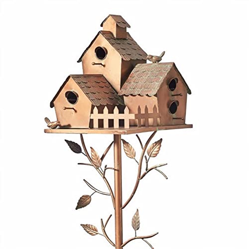 Vogelhaus aus Metall mit Stange für draußen, handgefertigtes Häuschen-Vogelhaus für Innenhof, Hinterhof, Terrasse, Garten, Dekoration, Ruheplatz für Vögel, Geschenk von FUBESK