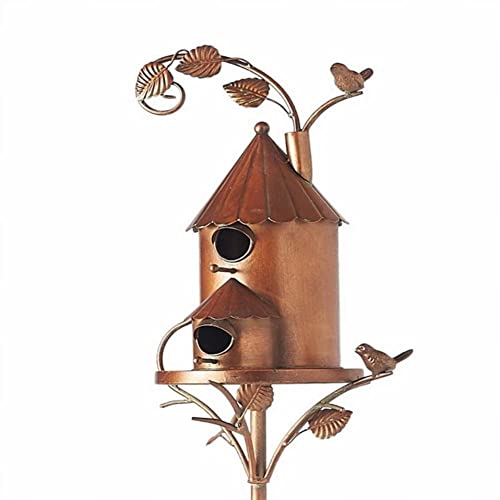 Vogelhaus-Halterung aus Metall, Zickzack-Kunst, für den Außenbereich, rustikal, für Garten, Terrasse, Dekoration, Geschenk-E von FUBESK