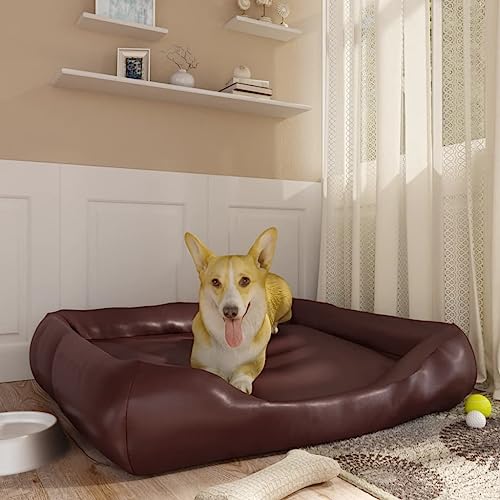FUDUGEHMIOFWFJJ Hunde Bett,orthopädische hundebetten,Hundebett Braun 105x80x25 cm KunstlederAdatto a Tutti i Tipi di cani o Gatti di Piccola e Grande Taglia von FUDUGEHMIOFWFJJ
