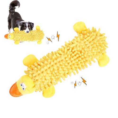 FUFRE Anti Stress Ente Hund, Hundespielzeug Ente Verschleißfest&Bissfester, 32cm Hundespielzeug mit quietscher, Plüsch Kuscheltier für Hunde, ideal Dog Toys für Alle Hunderassen (Ente) von FUFRE