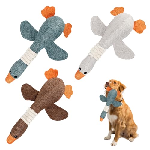 FUFRE Hundespielzeug Unzerstörbar, Ente Kauspielzeug Hund Unzerstörbar, Unzerstörbares Hundespielzeug, Robustes Enten Hundespielzeug, Entworfen für Starke Kauer (3PCS) von FUFRE