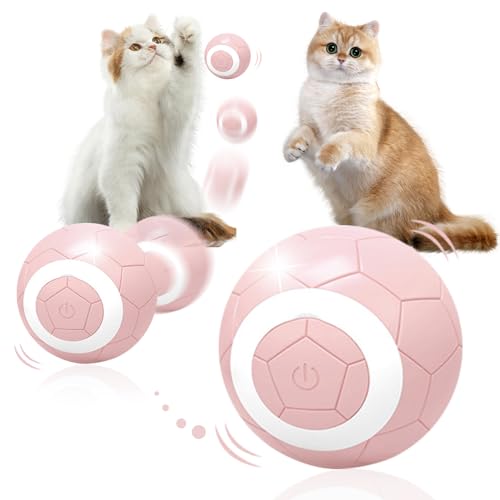 Interaktives Hunde Ball Spielzeug, Strapazierfähiger Automatisch Rollender Ball Hundespielzeug mit LED Leuchten, Bewegendes Hundespielzeug für Welpen/Kleine/Mittlere Hunde, USB Wiederaufladbar (Rosa) von FUFRE