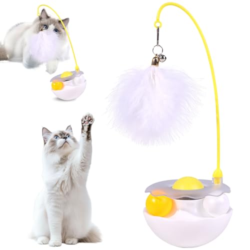 Interaktives Katzenspielzeug Angel mit Federn, 3 in 1 Katzenangel Glöckchen mit Katzenminze Track Ball, Katzenspielzeug Selbstbeschäftigung Kätzchen Zauberstab für Katzen zum Spielen Innen (Weiß) Interaktives Katzenspielzeug Angel mit Federn, 3 in 1 Katzenangel Glöckchen mit Katzenminze Track Ball, Katzenspielzeug Selbstbeschäftigung Kätzchen Zauberstab für Katzen zum Spielen Innen (Weiß) von FUFRE
