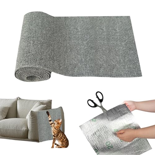 Kratzmatte Katze, 2024 New DIY Zuschneidbare Selbstklebende Teppich-Katzenmattenunterlage, Kratzschutz Sofa Katze, Kratzmatte Katze Wand Für Schützt Teppiche Sofa Möbelschutz (30cm*100cm,hellgrau) von FUFRE