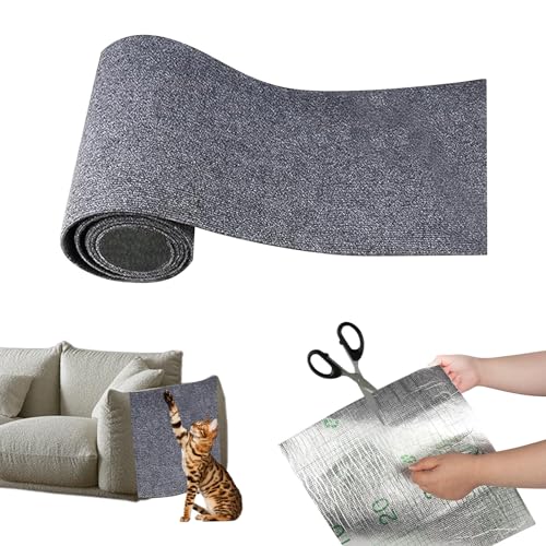 Kratzmatte Katze, 2024 New DIY Zuschneidbare Selbstklebende Teppich-Katzenmattenunterlage, Kratzschutz Sofa Katze, Kratzmatte Katze Wand Für Schützt Teppiche Sofa Möbelschutz (30cm*100cm,dunkelgrau) von FUFRE