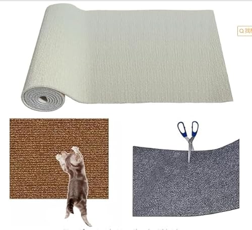 Kratzmatte Katze, 2024 New DIY Zuschneidbare Selbstklebende Teppich-Katzenmattenunterlage, Kratzschutz Sofa Katze, Kratzmatte Katze Wand Für Schützt Teppiche Sofa Möbelschutz (40cm*200cm,cremefarben) von FUFRE