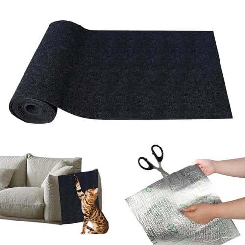 Kratzmatte Katze, 2024 New Zuschneidbare Kratzmatte Selbstklebend, Kratzschutz Sofa Katze, Kratzmatte Katze Wand Für Schützt Teppiche Sofa Möbelschutz (30 * 100cm,Schwarz) von FUFRE