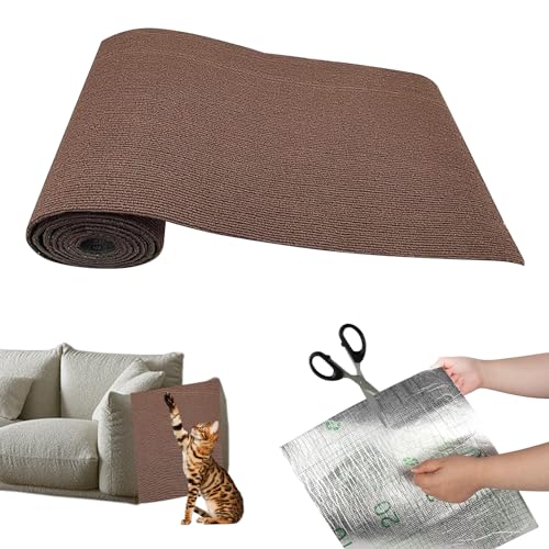 Kratzmatte Katze, 2024 New Zuschneidbare Kratzmatte Selbstklebend, Kratzschutz Sofa Katze, Kratzmatte Katze Wand Für Schützt Teppiche Sofa Möbelschutz (30 * 100cm,braun) von FUFRE