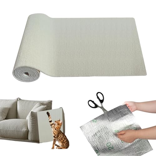 Kratzmatte Katze, 2024 New Zuschneidbare Kratzmatte Selbstklebend, Kratzschutz Sofa Katze, Kratzmatte Katze Wand Für Schützt Teppiche Sofa Möbelschutz (40 * 300cm,cremefarben) von FUFRE