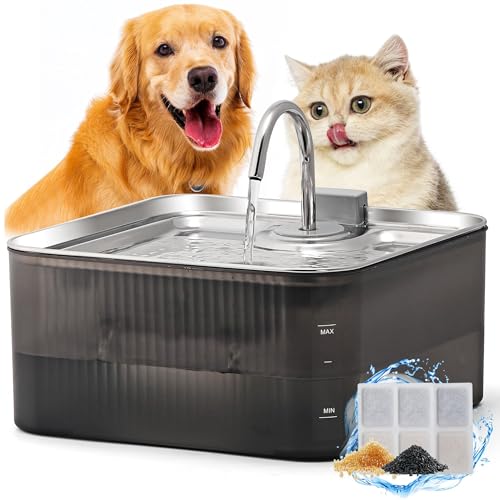 FUKUMARU 7L Trinkbrunnen für Hunde,Katzenbrunnen mit 5-Schicht Filtration,Edelstahl Hundebrunnen mit Leiser Pumpe, mit Überlastschutz, für große Hunde/Mehrere Katzen, mit 3 Filter FUKUMARU 7L Trinkbrunnen für Hunde,Katzenbrunnen mit 5-Schicht Filtration,Edelstahl Hundebrunnen mit Leiser Pumpe, mit Überlastschutz, für große Hunde/Mehrere Katzen, mit 3 Filter von FUKUMARU