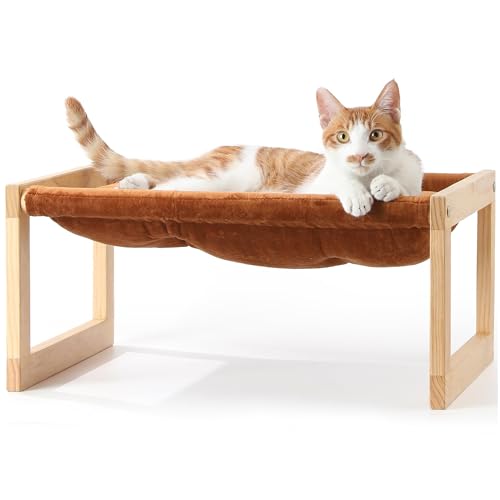 FUKUMARU Katzenbett, Plüsch-Samt-Katzenbetten für Indoor-Katzen, Katzenhängematte aus Holz, 53 x 42 x25 cm, geeignet für Katzen, Hunde, Kaninchen, Kätzchen und Kleintiere, Braun FUKUMARU Katzenbett, Plüsch-Samt-Katzenbetten für Indoor-Katzen, Katzenhängematte aus Holz, 53 x 42 x25 cm, geeignet für Katzen, Hunde, Kaninchen, Kätzchen und Kleintiere, Braun von FUKUMARU