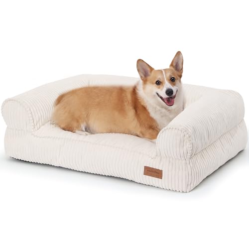 FUKUMARU Hundebett für große Hunde, Flauschiges & Katensofa mit wasserabweisender TPU-Schicht, Cordstoff, Waschbar und rutschfest, Abnehmbarer Reißverschlussbezug, 93 x 63 x 22 cm, Creme FUKUMARU Hundebett für große Hunde, Flauschiges & Katensofa mit wasserabweisender TPU-Schicht, Cordstoff, Waschbar und rutschfest, Abnehmbarer Reißverschlussbezug, 93 x 63 x 22 cm, Creme von FUKUMARU