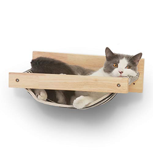 FUKUMARU Kletterwand Katzen, Großes Katzenregal zur Wandmontage, aus massivem Gummibaumholz, Katzenhängematte Wand zum Schlafen, Spielen und Faulenzen, Tragkraft bis 18 kg, Schwarz gestreift FUKUMARU Kletterwand Katzen, Großes Katzenregal zur Wandmontage, aus massivem Gummibaumholz, Katzenhängematte Wand zum Schlafen, Spielen und Faulenzen, Tragkraft bis 18 kg, Schwarz gestreift von FUKUMARU
