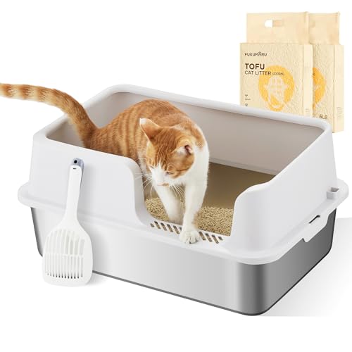 FUKUMARU Katzenklo Edelstahl XXL, Hohe Seitenwände Katzentoilette, 30L Große Kapazität Auslaufsicher mit Zwei Beuteln Katzenstreu, Nicht-Haftend, Einfache Reinigung, Inklusive Schaufel,60x40x30cm FUKUMARU Katzenklo Edelstahl XXL, Hohe Seitenwände Katzentoilette, 30L Große Kapazität Auslaufsicher mit Zwei Beuteln Katzenstreu, Nicht-Haftend, Einfache Reinigung, Inklusive Schaufel,60x40x30cm von FUKUMARU