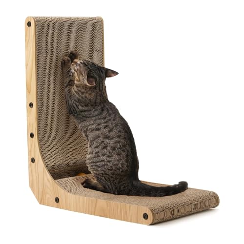 FUKUMARU Katzenkratzer, 16,73 Zoll L Form Katzenkratzpad Wandmontiert, Katzenkratzkarton mit Ball Spielzeug für Indoor-Katzen, mittlere Größe FUKUMARU Katzenkratzer, 16,73 Zoll L Form Katzenkratzpad Wandmontiert, Katzenkratzkarton mit Ball Spielzeug für Indoor-Katzen, mittlere Größe von FUKUMARU