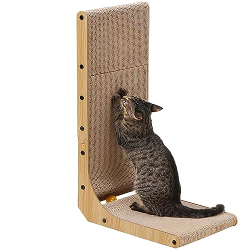 FUKUMARU Kratzbrett Katzen, 68 cm hohe L förmige Kratzpappe für Katzen, widerstandsfähig Katzenkratzbrett mit Ballspielzeug, Katzen Kratzmöbel aus hochwertiger Karton für Wand und Ecke, Groß FUKUMARU Kratzbrett Katzen, 68 cm hohe L förmige Kratzpappe für Katzen, widerstandsfähig Katzenkratzbrett mit Ballspielzeug, Katzen Kratzmöbel aus hochwertiger Karton für Wand und Ecke, Groß von FUKUMARU