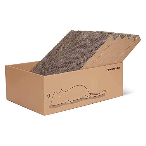 FUKUMARU Kratzbrett Katze, 5er-Set, Katzenkratzbox mit hochwertiger Karton, Doppelseitige Kratzpappe für Katzen, Widerstandsfähig Katzenmöbel, 43.5x29.5x14 cm Groß von FUKUMARU