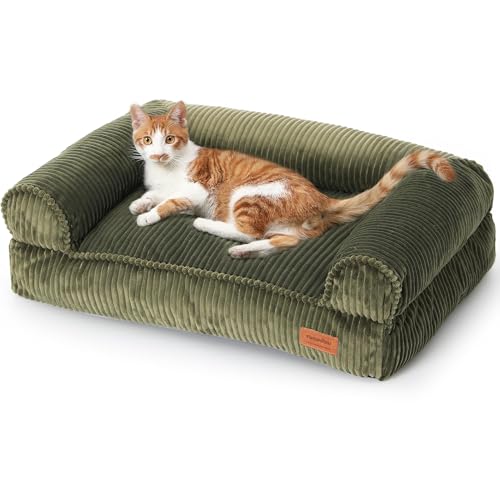 FUKUMARU Katzensofa Bett, Corduroy Gemütliches Katzenbett für drinnen mit abnehmbarem waschbarem Bezug, Stützendes Anti-Rutsch Hundebett Sofa für kleine Hunde, 72 x 52 x 22 cm, Mittel, Grün FUKUMARU Katzensofa Bett, Corduroy Gemütliches Katzenbett für drinnen mit abnehmbarem waschbarem Bezug, Stützendes Anti-Rutsch Hundebett Sofa für kleine Hunde, 72 x 52 x 22 cm, Mittel, Grün von FUKUMARU
