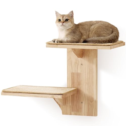 FUKUMARU Kletterwand Katze, 2 Plattform-Katzen-Wandmöbel aus Massives Gummiholz,40,6 cm Wandmontiertes Katzen mit Sisalmatte, Wandregale zum Klettern, Spielen, Kratzen FUKUMARU Kletterwand Katze, 2 Plattform-Katzen-Wandmöbel aus Massives Gummiholz,40,6 cm Wandmontiertes Katzen mit Sisalmatte, Wandregale zum Klettern, Spielen, Kratzen von FUKUMARU