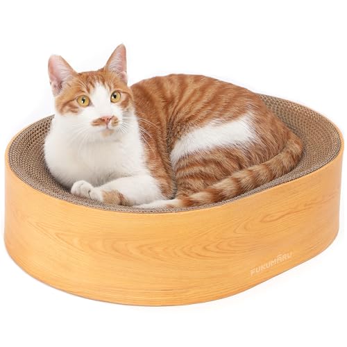 FUKUMARU Kratzbrett Katzen, ovales Kratzbrett für Katzen, Katzenkratzbrett aus hochwertigem Karton, widerstandsfähig Kratzmöbel, Schützt Ihre Möbel ,Kratzen & Ausruhen,Holzfarbe FUKUMARU Kratzbrett Katzen, ovales Kratzbrett für Katzen, Katzenkratzbrett aus hochwertigem Karton, widerstandsfähig Kratzmöbel, Schützt Ihre Möbel ,Kratzen & Ausruhen,Holzfarbe von FUKUMARU