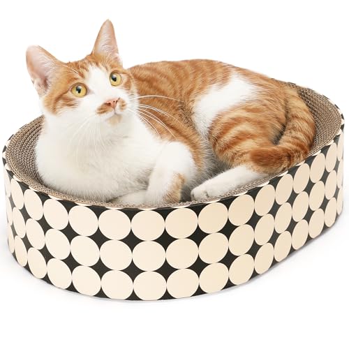 FUKUMARU Kratzbrett Katzen, ovales Kratzbrett für Katzen, Katzenkratzbrett aus hochwertigem Karton, widerstandsfähig Kratzmöbel, Schützt Ihre Möbel ,Kratzen & Ausruhen,Polka-Punkte FUKUMARU Kratzbrett Katzen, ovales Kratzbrett für Katzen, Katzenkratzbrett aus hochwertigem Karton, widerstandsfähig Kratzmöbel, Schützt Ihre Möbel ,Kratzen & Ausruhen,Polka-Punkte von FUKUMARU