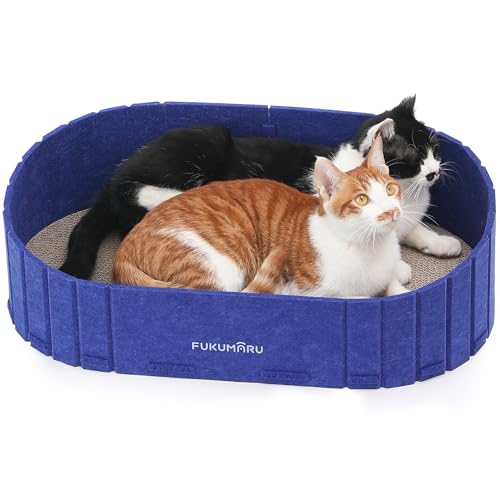 FUKUMARU Kratzbrett für Katzen, 61 cm Kratzpappe in Sofa-Form, Umkehrbares Katzenbett, runde Kratzpads aus hochwertiger Filz und Karton, Blau FUKUMARU Kratzbrett für Katzen, 61 cm Kratzpappe in Sofa-Form, Umkehrbares Katzenbett, runde Kratzpads aus hochwertiger Filz und Karton, Blau von FUKUMARU