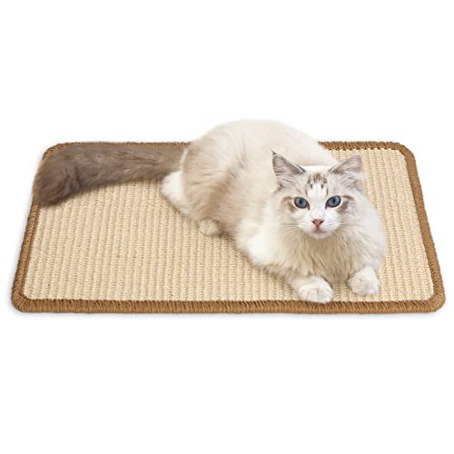 FUKUMARU Kratzmatte Katze, natürliche Katzenkratzbretter Sisal Kratzteppich 50x30 cm, widerstandsfähig Katzenmöbel Fußmatte Sisalmatte Kratzpads für Katzen, Beige von FUKUMARU