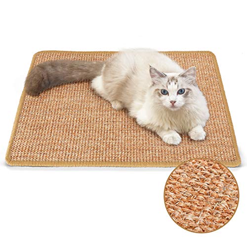 FUKUMARU Kratzmatte Katze, natürliche Katzenkratzbretter Sisal Kratzteppich,widerstandsfähig Katzenmöbel Fußmatte Sisalmatte Kratzpads für Katzen, 60x40 cm, Braun von FUKUMARU