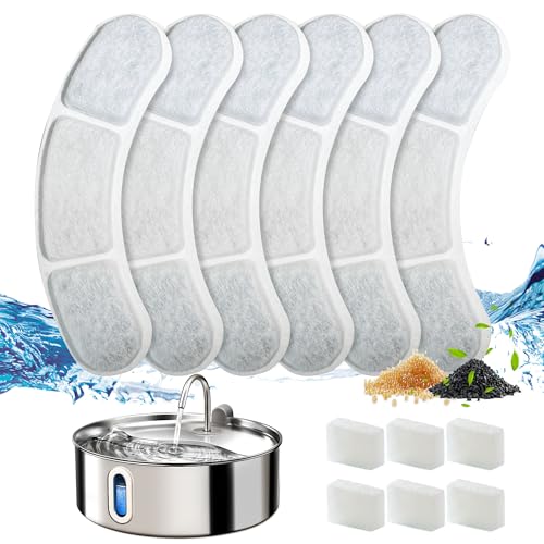 FUKUMARU Trinkbrunnen Filter 6pcs für Katzen und Hunde, kompatibel mit FUKUAMRU 7L Runden Wasserspender（Rundes Modell aus rostfreiem Stahl） von FUKUMARU