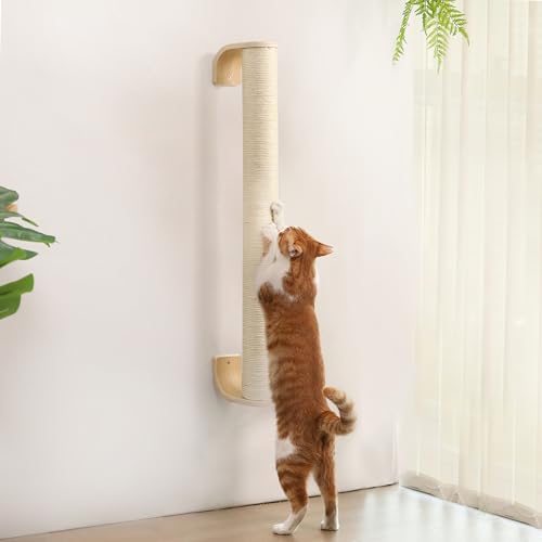 FUKUMARU Wandkratzsäule Katzen, 71 cm großer Kratzbaum zur Wandmontage, Stabiler kratzbaum Wand aus Sisal von FUKUMARU
